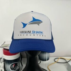 Hawaii Shark Encounters Blue Trucker Hat